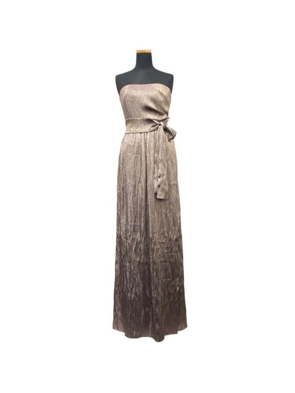 Gucci Bare Top Dress Shiny Long Party Silk Blend Brown 36